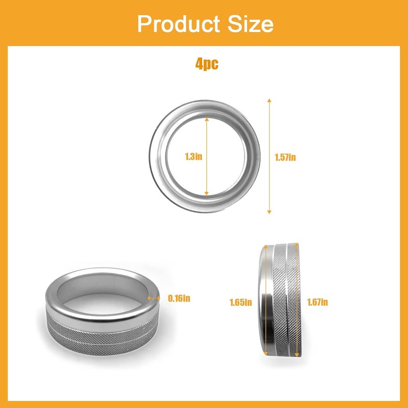 RBOKO 4PCS Accessories Air Conditioner AUTO Switch CD Button Knob Covers Aluminum Alloy Audio CD Knob Ring, Compatible with Toyota Tacoma 2023 2022 2021 2020 2019 2018 2017 2016 (Silver) - Image 2